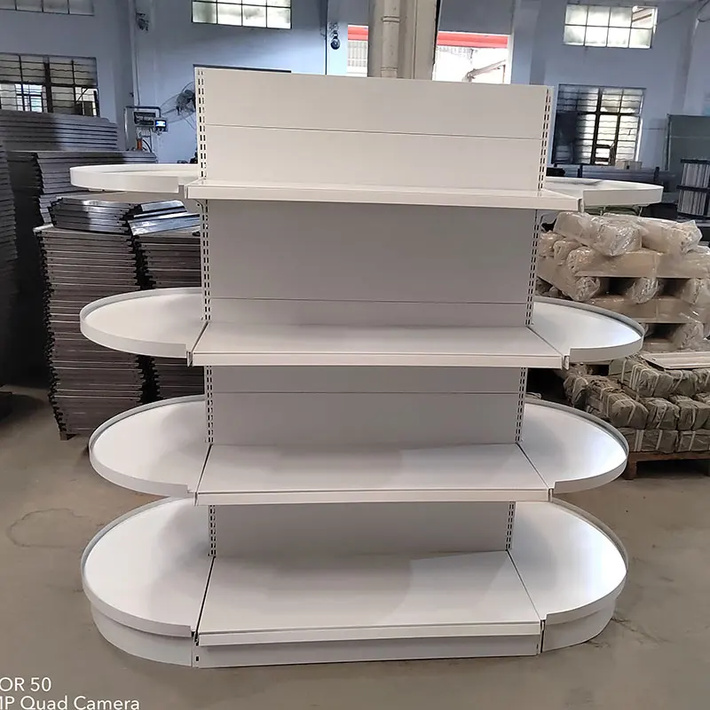 Factory Customized Size Thickness Color Round Gondola Display Shelf Round Gondola Shelf Exhibit Shelf