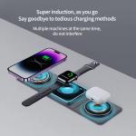 Black Foldable Wireless Charger Station 3 in 1 Charging for Phones iWatch and
