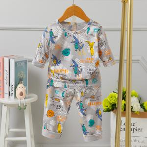 China Comfortable Kids Pyjama Set Round Neck 58cm Bust Long Sleeve And Pants Set factory