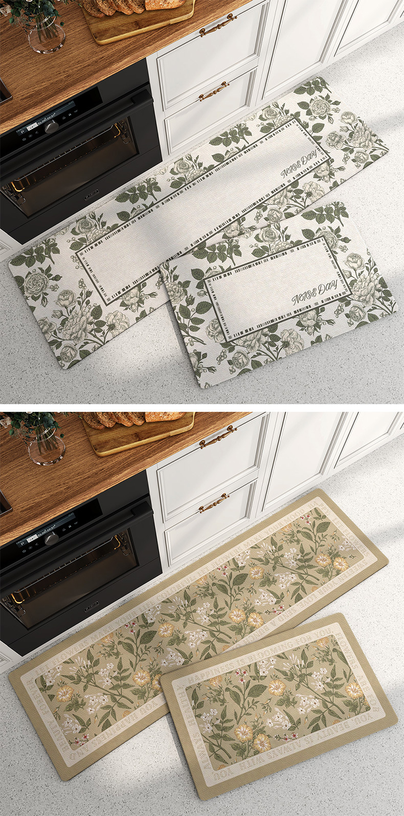 Non Slip Waterproof Kitchen Door Rug Mat for Anti Fatigue Washable Teppich Floor Mat