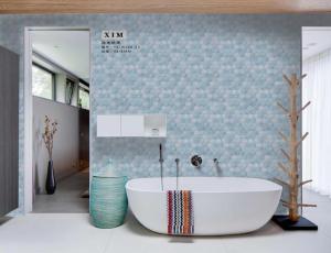 China ISO CE 48x6mm Decorative Mosaic Tiles Hexagon Glass Matt Finish Glazed factory