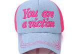 Women Rose Red Denim Ball Cap , Customized 3D Embroidery Jean Baseball Style