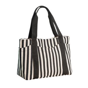 China Simple Stripe Diagonal Canvas Tote Bags Single Shoulder Bag on sale