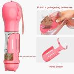 Pink 10OZ 2 In 1 Dog Water Bottle with Food Container for Dogs Cats Walking