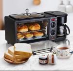 Multifunctional 3 in 1 Breakfast Maker Electric Oven Frying Pan Coffee Machine