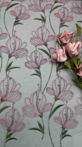 China Tulip Flower Lace Colored Embroidery Fabric Lady Dress Textile factory