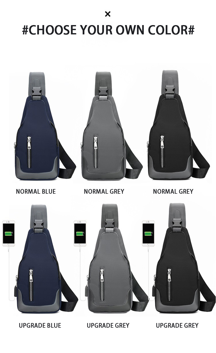 None Decoration Men's Messenger Bag with USB Charging and Multifunctional Design