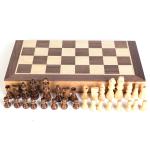 Checkers 1.97in Large Folding Chess Board Wooden Magnetic Chess Set