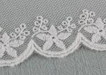 Scalloped Embroidered Nylon Mesh Lace Trims Cotton Tulle Floral Lace Trim Custom