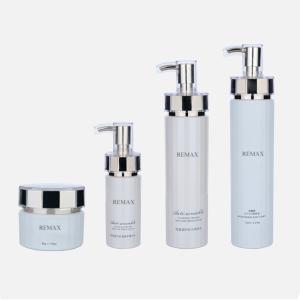 China 40ml/120ml/140ml/50g Glass Transparent cylindrical Smooth with Golde pump for cosmetic packaging bottle factory