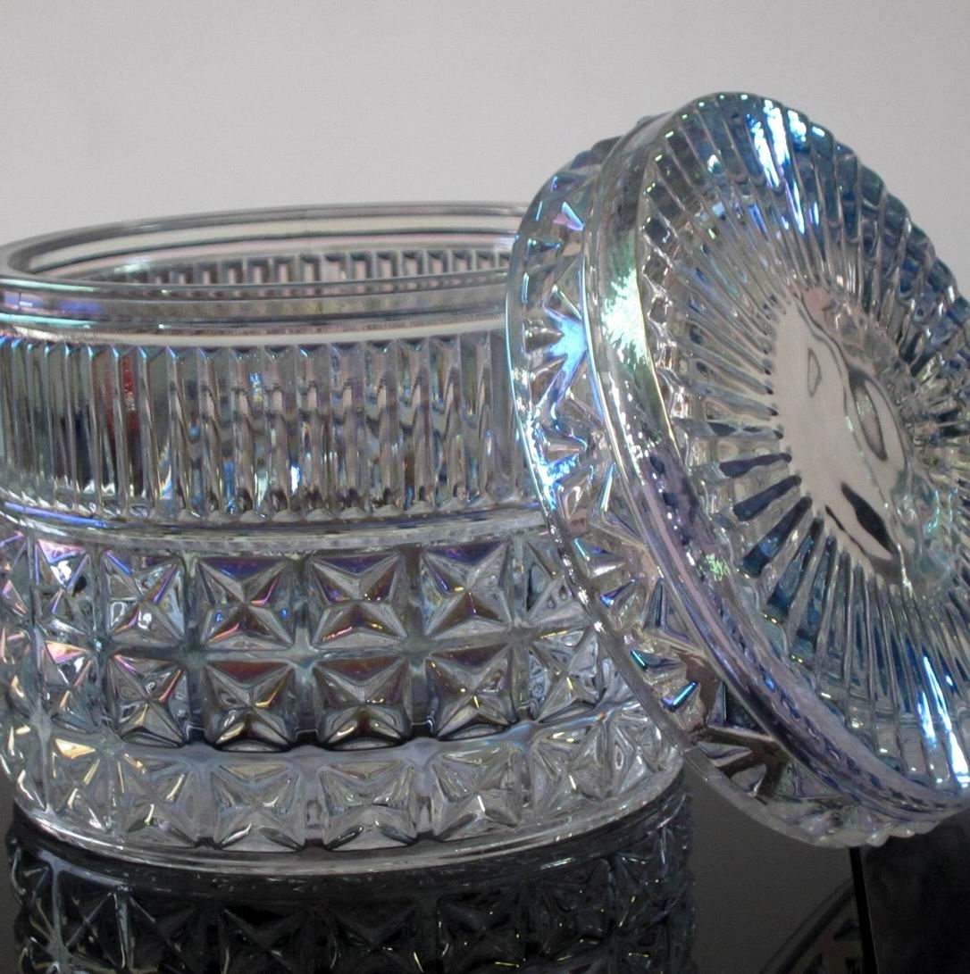 Embossed Diamonds Pattern Glass Storage Jars With For Candle