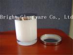 Best design white color glass candle holder with metal lid
