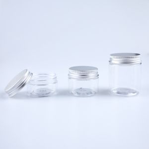 China Securely Sealed Plastic Jar Containers With Aluminium Silver Lid on sale