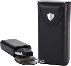 China Black Signal Blocking Pouch , PU LEATHER Anti Theft RFID Blocking Key Fob Case on sale