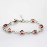 Women Jewelry 925 Silver Bracelet Garnet Cubic Zirconia Tennis Bracelet(H07)
