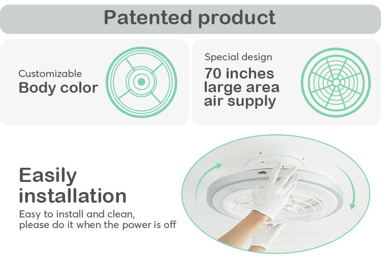 6 Speed Choice LED Ceiling Fan with Starry Pattern and 3 Color LED Light Made of Metal