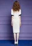 Women's Long Vintage Black and White Two-Piece Skirt Pant Coat Suit for Formal