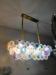Rainbow round glass transparent chandelier Manggic Gold Color Suspension