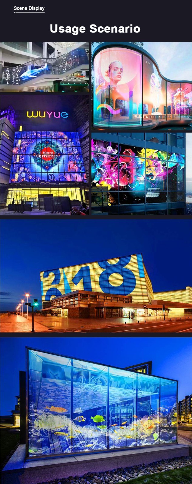 Custom Flexible Transparent LED Film Display P10 Outdoor LED Video Wall