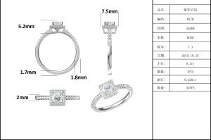 China White Grandeur Custom Square Design Moissanite Diamonds Pave Engagement For Women Ring factory