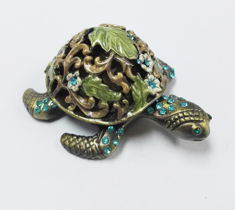 Turtle Custom exquisite turtle shape pewter animal trinket jewelry box