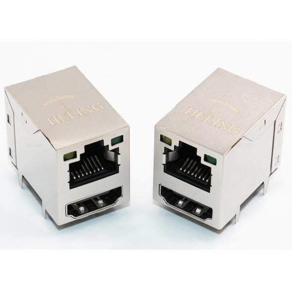 China Shielded Ethernet RJ45 Female Connector + HDMI Stacked Combo With LED Indicator factory