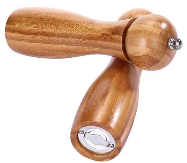 Burnished Bamboo Salt And Pepper Mills , Wooden Pepper Mill Grinders With