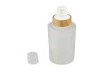 Frost Glass Empty Lotion Jars , Nail Polish Cosmetic Glass Bottles With Bamboo