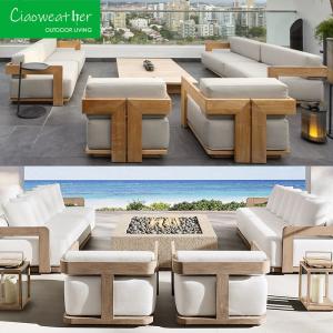 China Outdoor Furniture Garden Sofa Set luxury teak sofa modern for Corner villa Hotel teakwood Patio factory