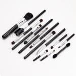 Portable Travel Mini Makeup Brush Set 14pcs Black Handle Vegan Makeup Brushes