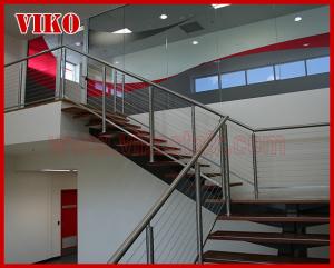 China Steel Cable Stair VK68SC TreadAmerican Oak Aluminum Baluster Glass Handrail 304 Stainless Steel Carbon SteelPowder-coate factory