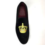 Luxury Mens Velvet Loafers Velvet Upper - Genuine Leather Type Round Toe Shape