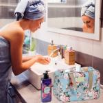 Waterproof Zippered Floral Travel Make Up Bag For Women