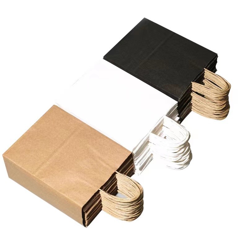 China Reinforced Handle 32x11x25cm Brown Kraft Paper Bags 100% Recyclable factory