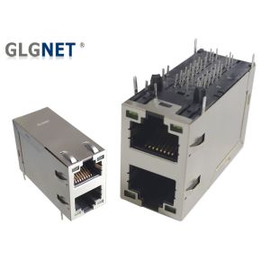 China 2X1 Stacked Rj45 Multi Port Jack 10G ICM Non POE 6u Plating On Contact Area on sale