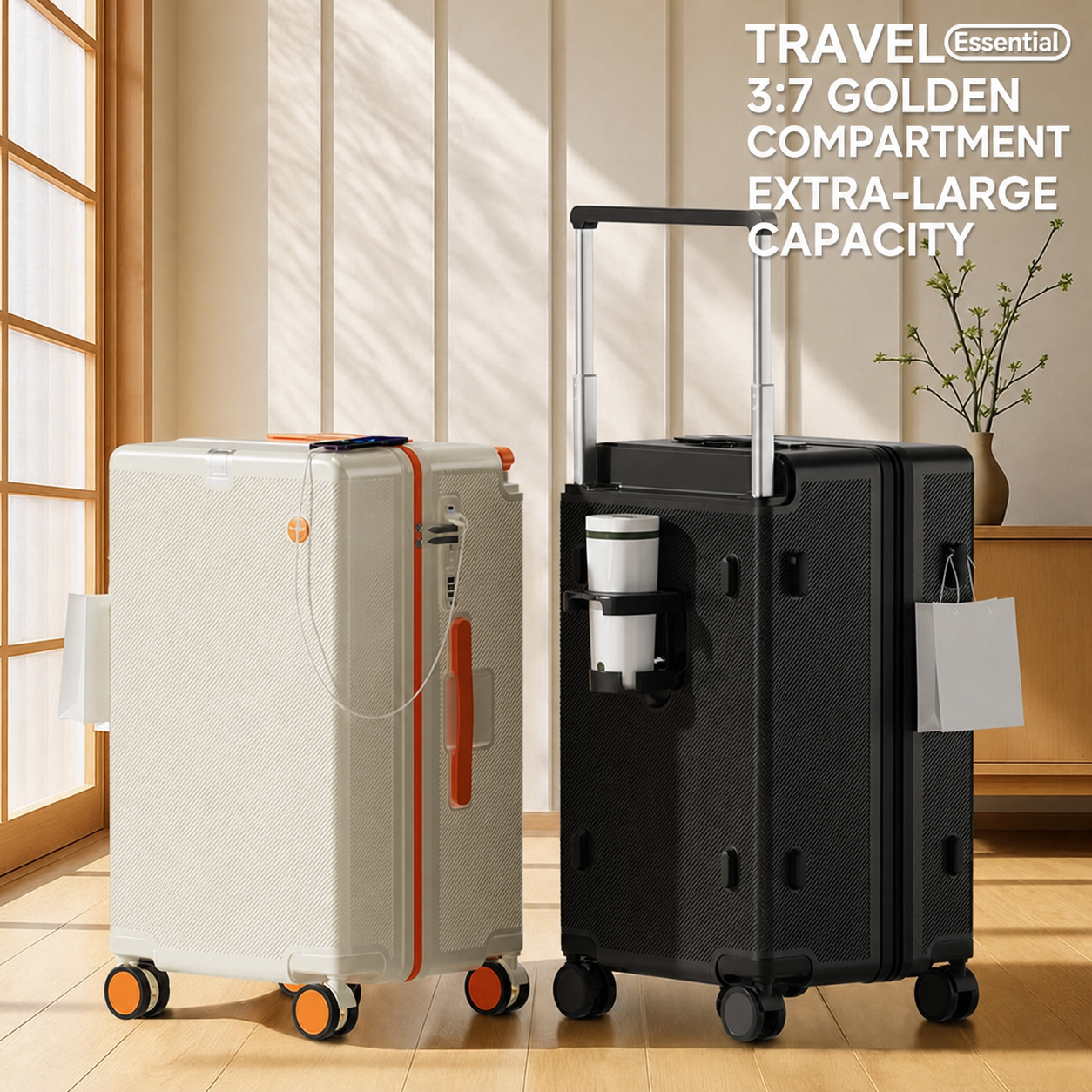 Deep Component Hard Shell Wide Trolley Luggage