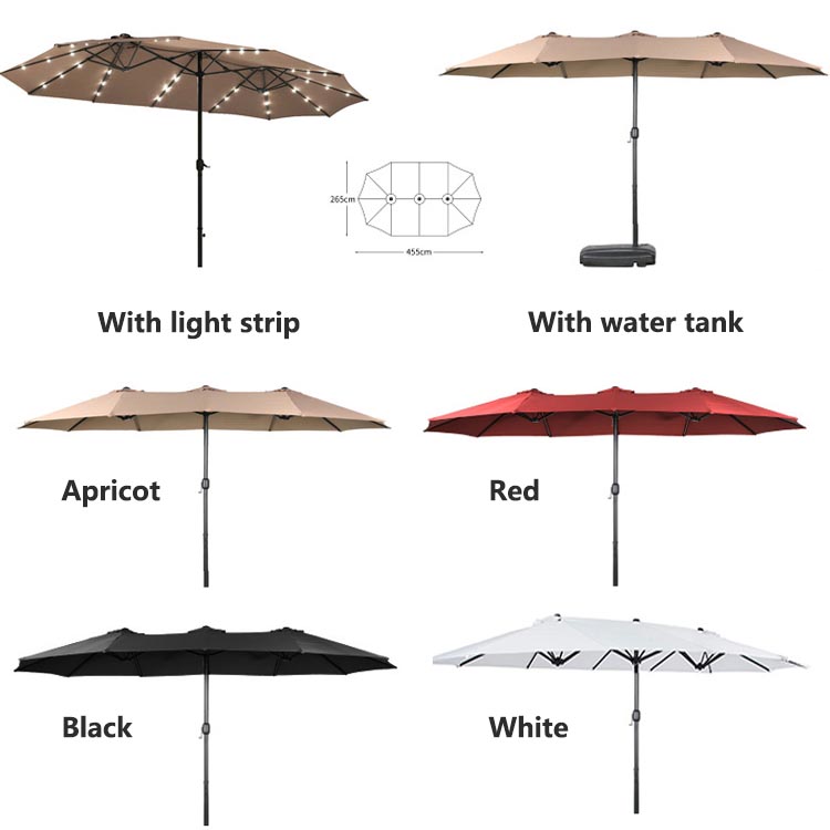 Commercial Sonnenschirm Market Umbrella with Light 227.5 CM Radii and Aluminum Pole