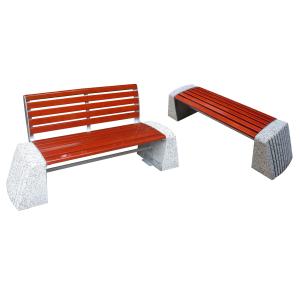 China ODM Modern Stone And Wood Outdoor Benches With Backrest Flanged Surface Mounted factory