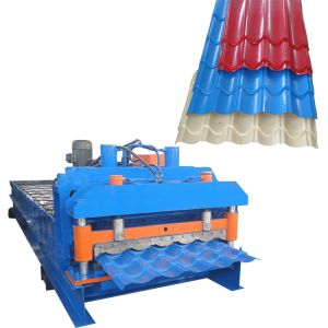 China High Speed PPGI Glazed Tile Cold Roll Forming Machine Hydraulic Cutting on sale