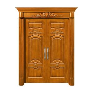 China Swing Double Solid Wood Entrance Doors 2.1m Height 6 Layer Painting factory