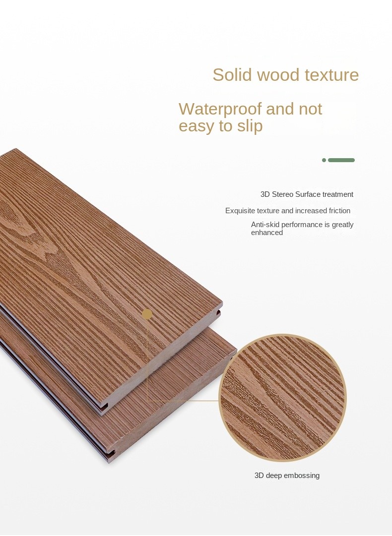 Wear Resistant WPC Decking Boards 145x22cm 3D Solid Deep Embossed Swimming Pool Floor