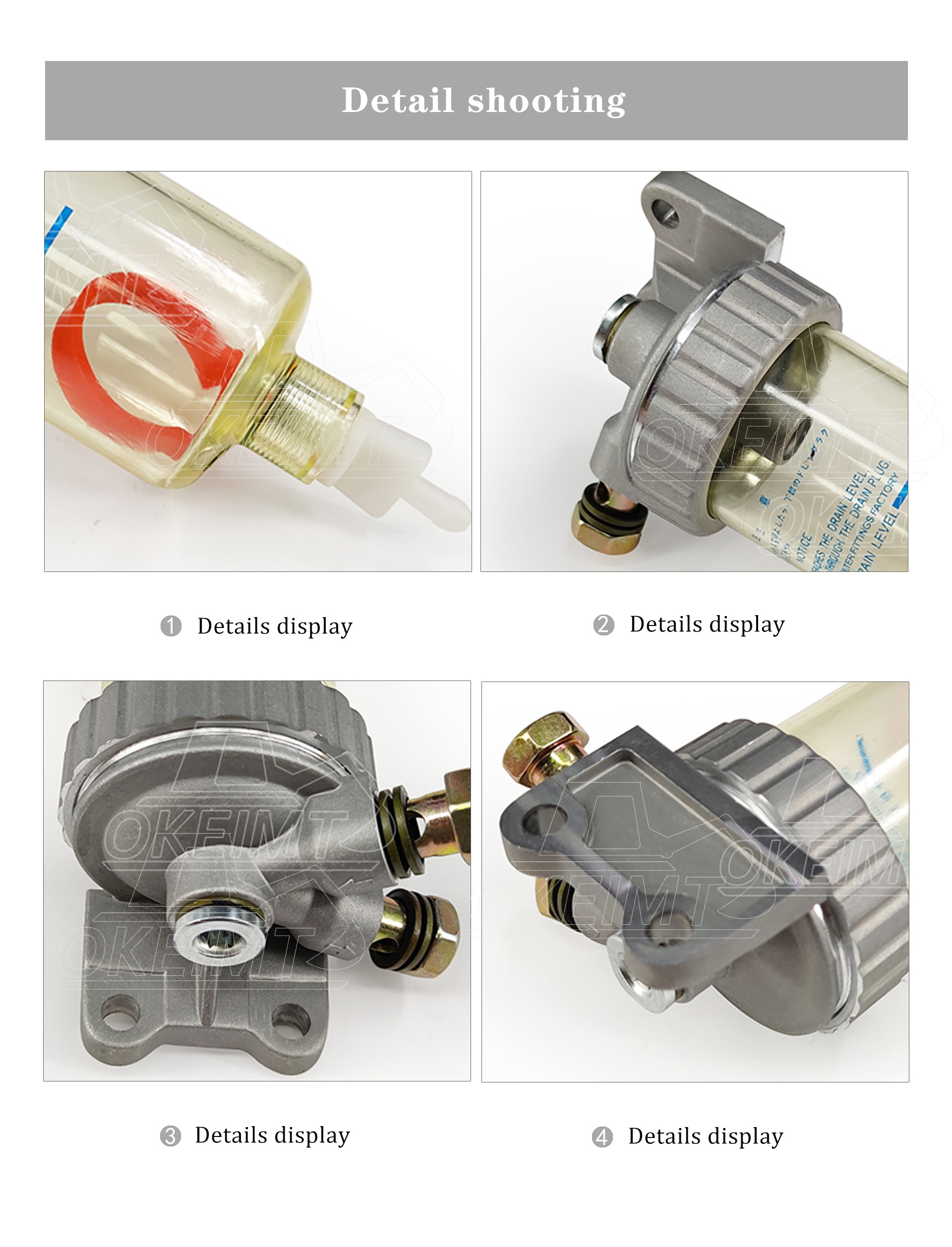 44803-1080 Engine Spare Parts For Hitachi Excavator Fuel Water Separator Assy EX200-2 EX200-3