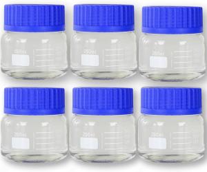 China Wide Mouth Graduated Round Reagent Media/Storage Lab Glass Bottle Set With GL80 Blue Polypropylene Screw Caps factory