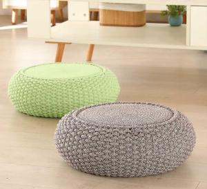 China Natural Straw Household Storage Stool Grass Woven Ottoman Box Eco-Friendly Hand-Woven Grass Rattan Stools Seat Pad factory