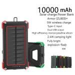 Wireless Charging 5W Outdoor Power Bank 10000mAh Solar Battery Charger for