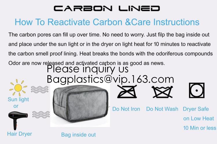 Travel Premium Odor Weed Pouch Smell Proof Bag Case With Mesh Divider Pockets Active Carbon Smell Proof Bag Water Repell