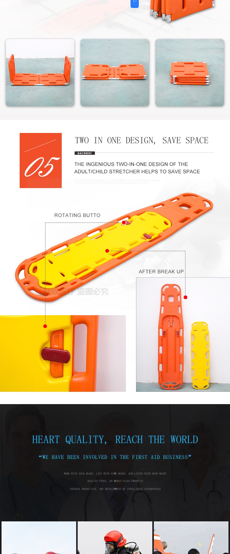 2 Folded Collapsible Spine Board Orange Ems Spine Board For Outdoor Survival