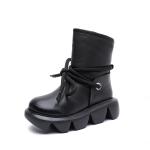 S236 Retro short boots handmade leather thick-soled warm women's shoes autumn
