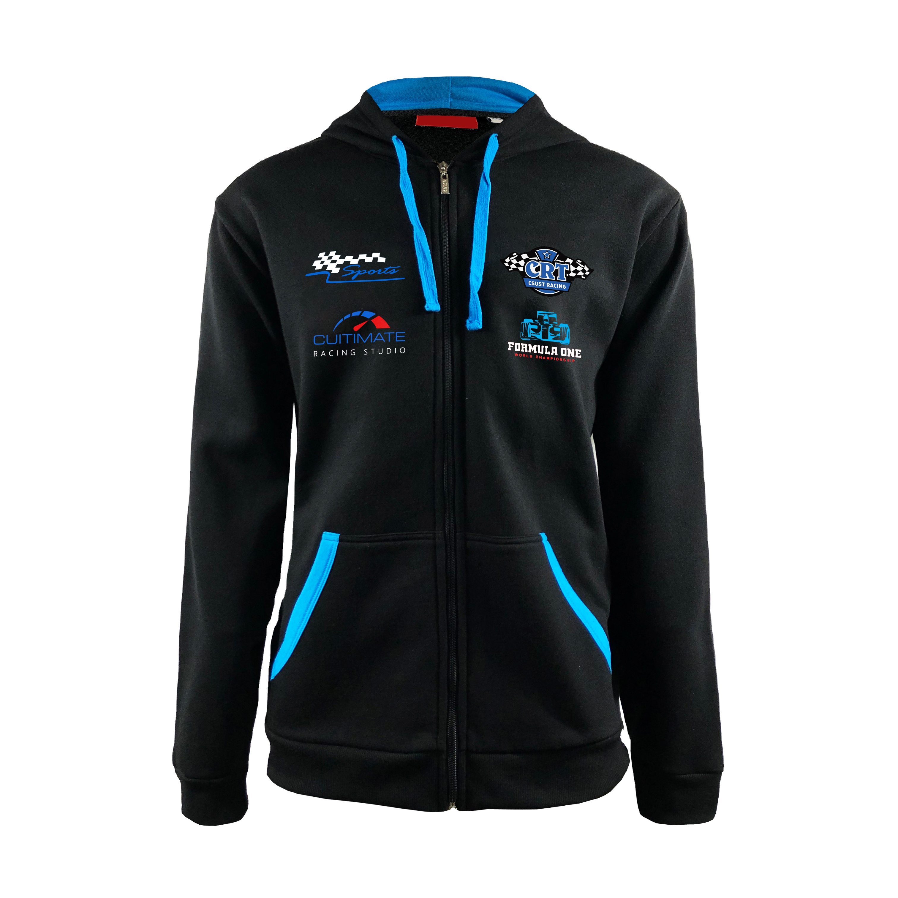 Hooded Collar Customized Logo 100% Polyester OEM Racing Pit Crew Zipper Long Sleeve Gym Hoodie Sport Wear