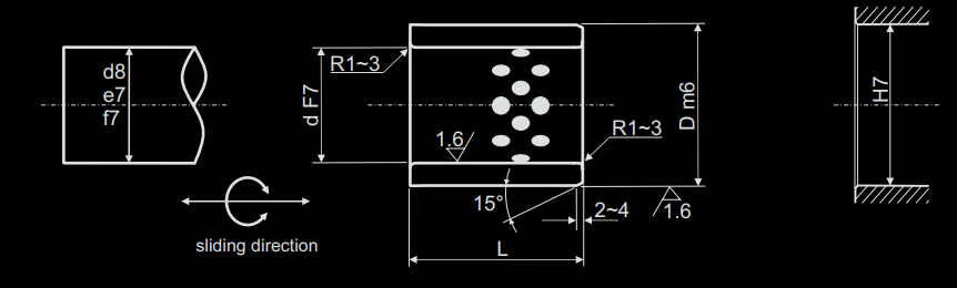 standard dimensions for cylinder plain bearing